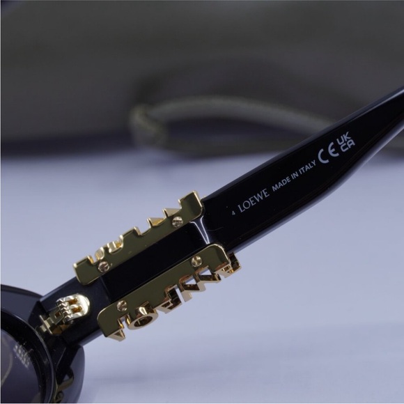 LOEWE Black Cateye Sunglasses with Gold Accents